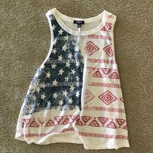 American flag Aztec patterned tank top